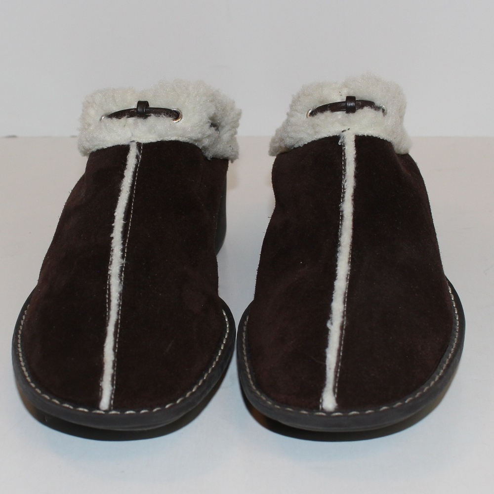 NWOT Talbots Suede Wool Lined Outdoor Slippers 10